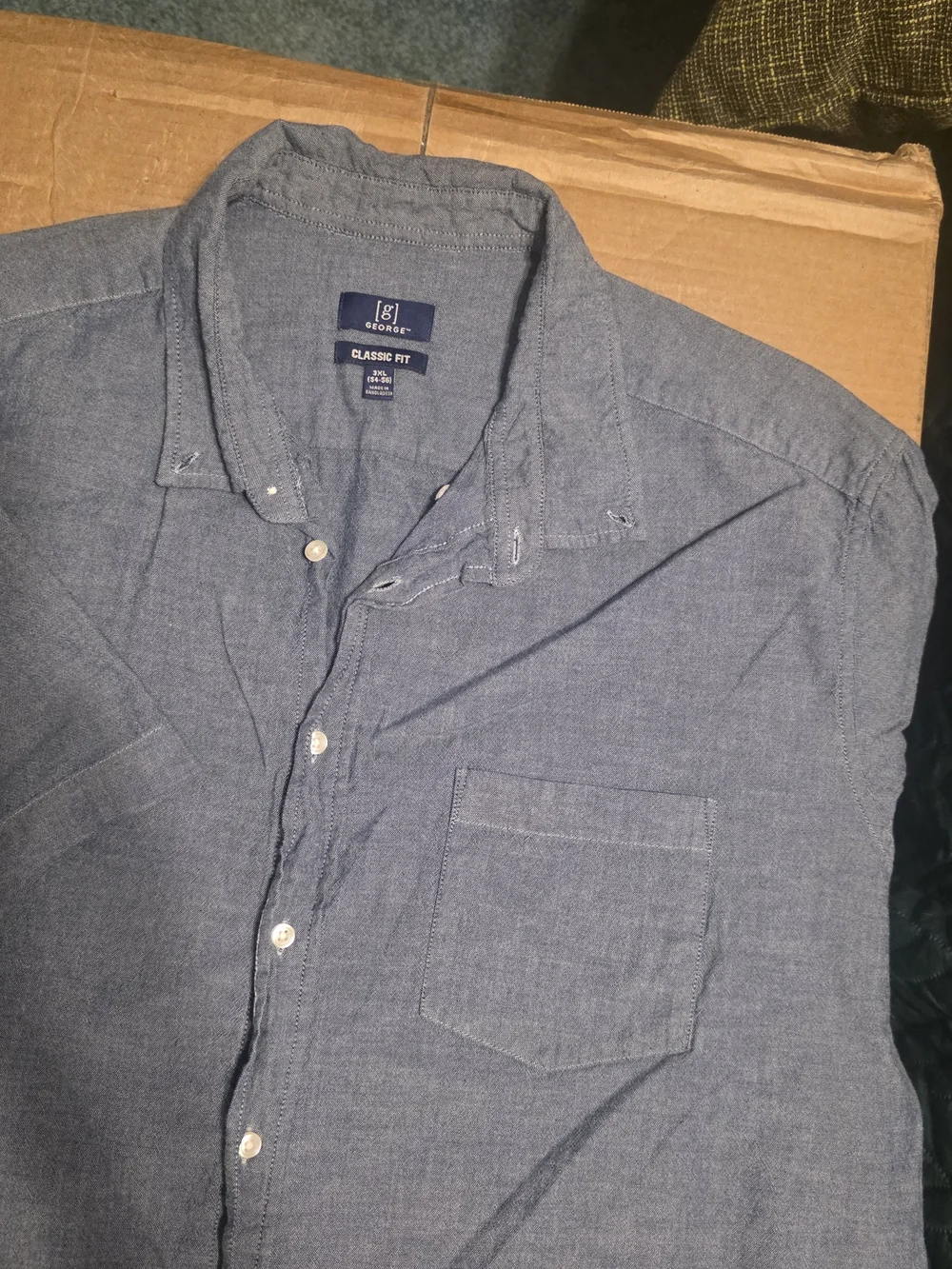 George Men's Chambray Button-Down Shirt in Blue